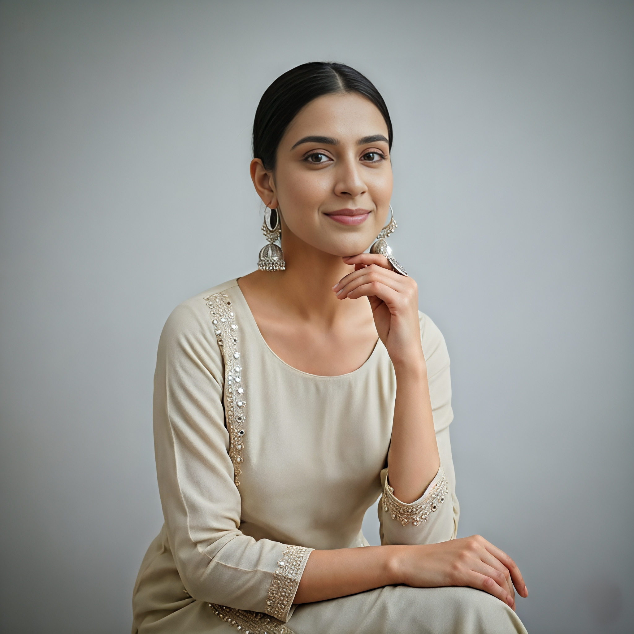 Elegant Oxidized Silver Hoop Jhumka Earrings - Image 2